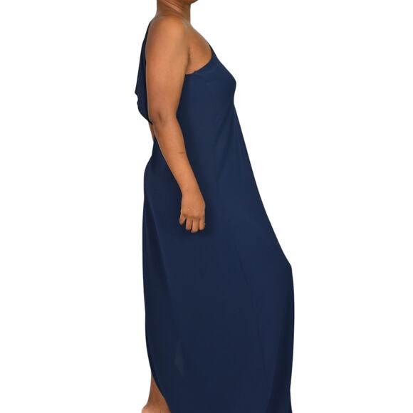 VICI Tyche One Shoulder Dress Blue Caftan Grecian Goddess Maxi Draped Size Small - Picture 6 of 14